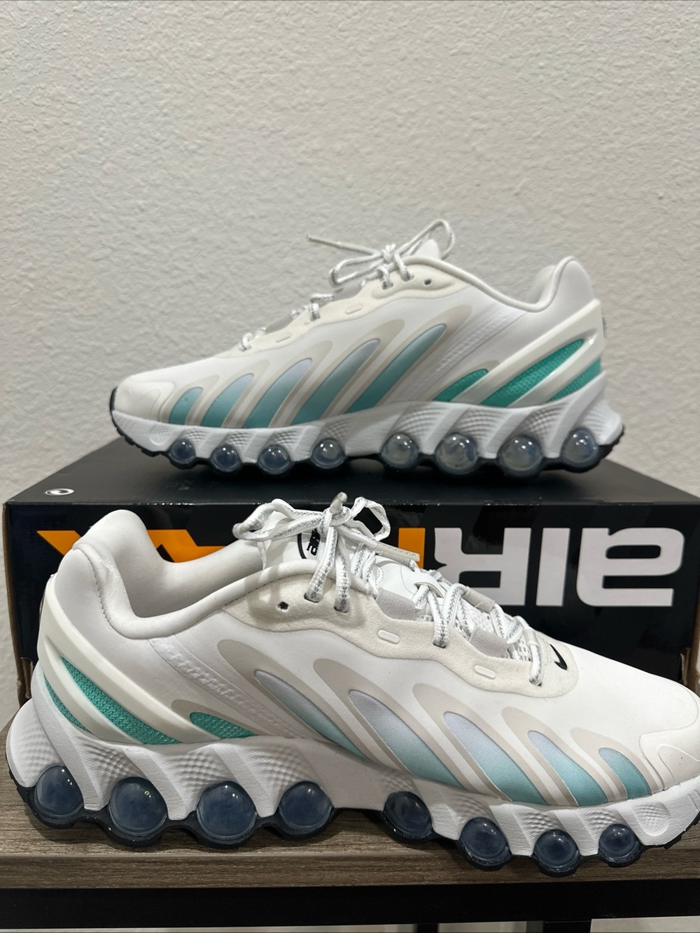 Nike Airmax DN8 Women's White Sneakers with Teal Accents